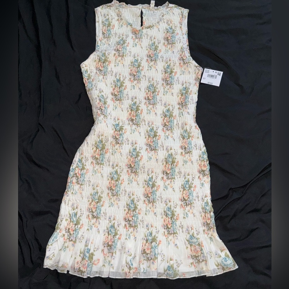 American Eagle Outfitters Cream Ruffled Mini Dress